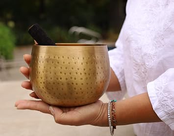 DharmaObjects Tibetan Ring Gong Meditation Singing Bowl Mallet Cushion Set (Jumbo)