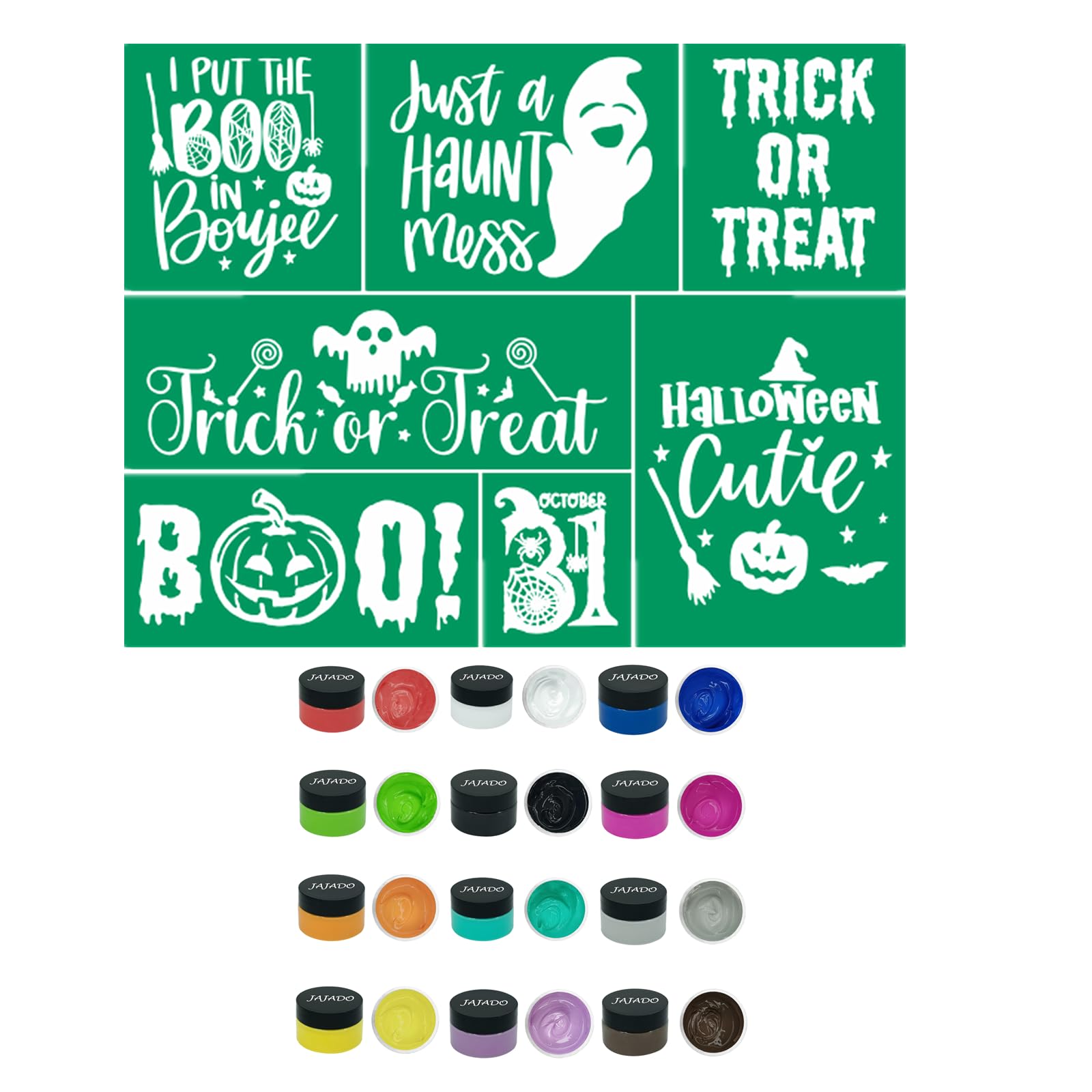 Autumn Halloween Silk Screen Stencil Fall Adhesive Stencil with Chalk Paste Paint, Reusable Mesh Stencils Paint for Halloween Silk Screen Transfer Craft on Wood, T-Shirt, Glass, DIY Halloween Decor