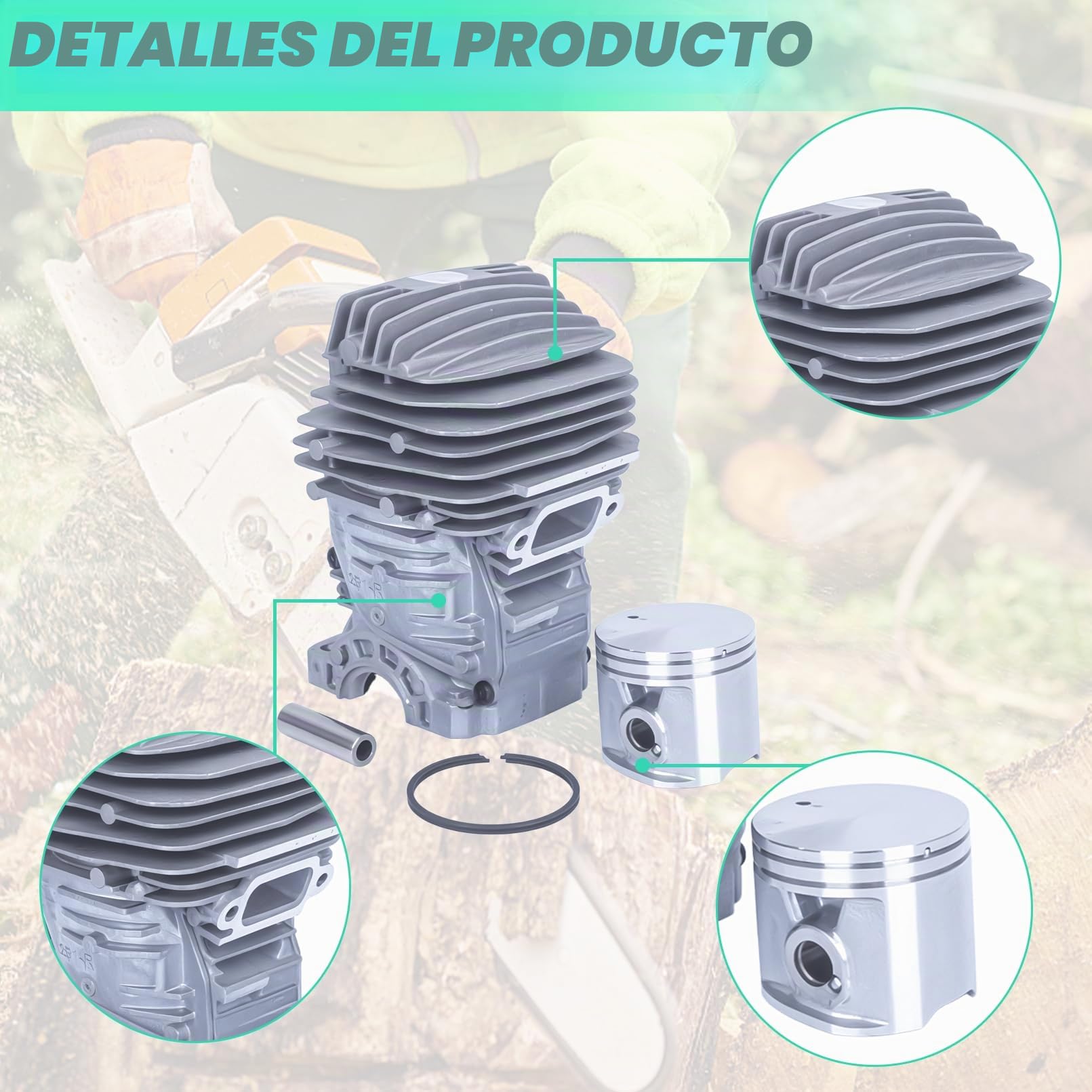 Pistón y cilindro para Stihl MS291 MS 291, ADEFOL 47mm Cilindro Pistón Kit Motosierra Piezas del motor 1141 020 1201