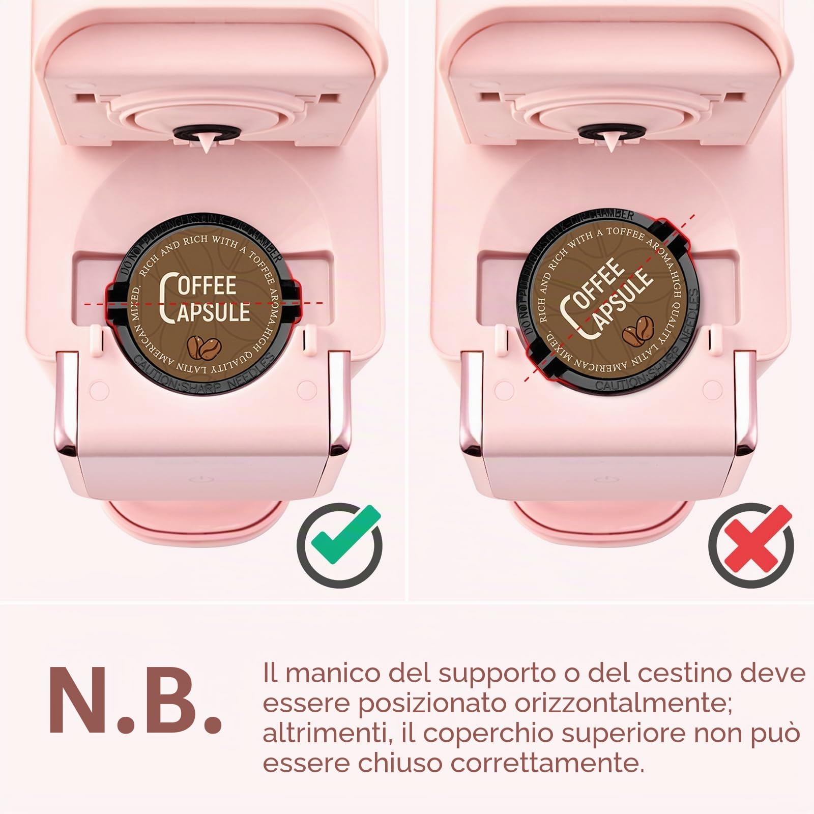 Mecity - Macchina da caffè piccola compatibile con capsula K-CP, caffè macinato, tè sfuso, design compatto per uso domestico, camper, appartamento, spegnimento automatico, 120 V, 1000 W, colore rosa