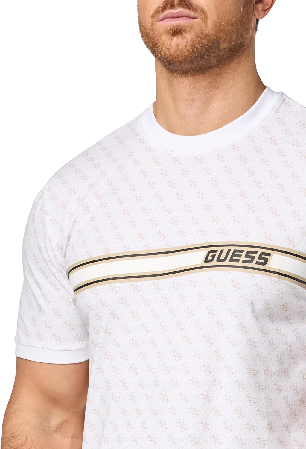 GUESS Men's Eco Jamey T-Shirt, 4G AOP White Tonal - Image 3