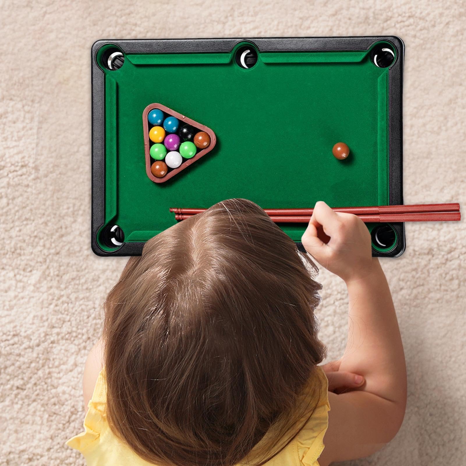 Mini jeu de billard – Jeu de billard portable, kit de sport portable | Planche de bureau compacte pour , débutants, maison, salle de classe, fête, activité, voyage, jeu, renforcement des