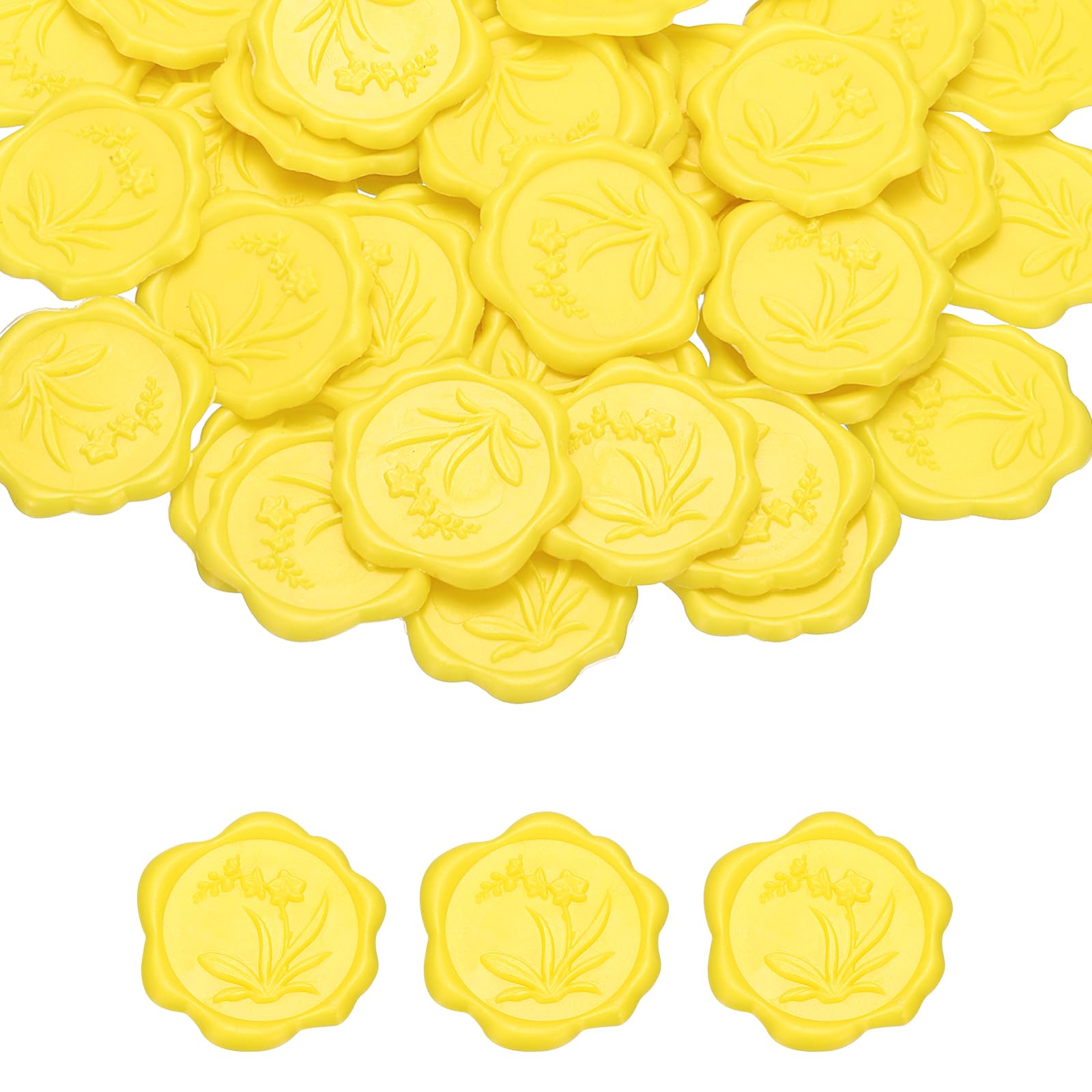 PATIKIL Wax Seal Stickers, 100 Pcs Envelope Seal Stickers, Self-Adhesive Wax Stamp Wedding Invitation Accessories for Wedding Party Birthday Gift Wrapping Anniversary, Bright Yellow