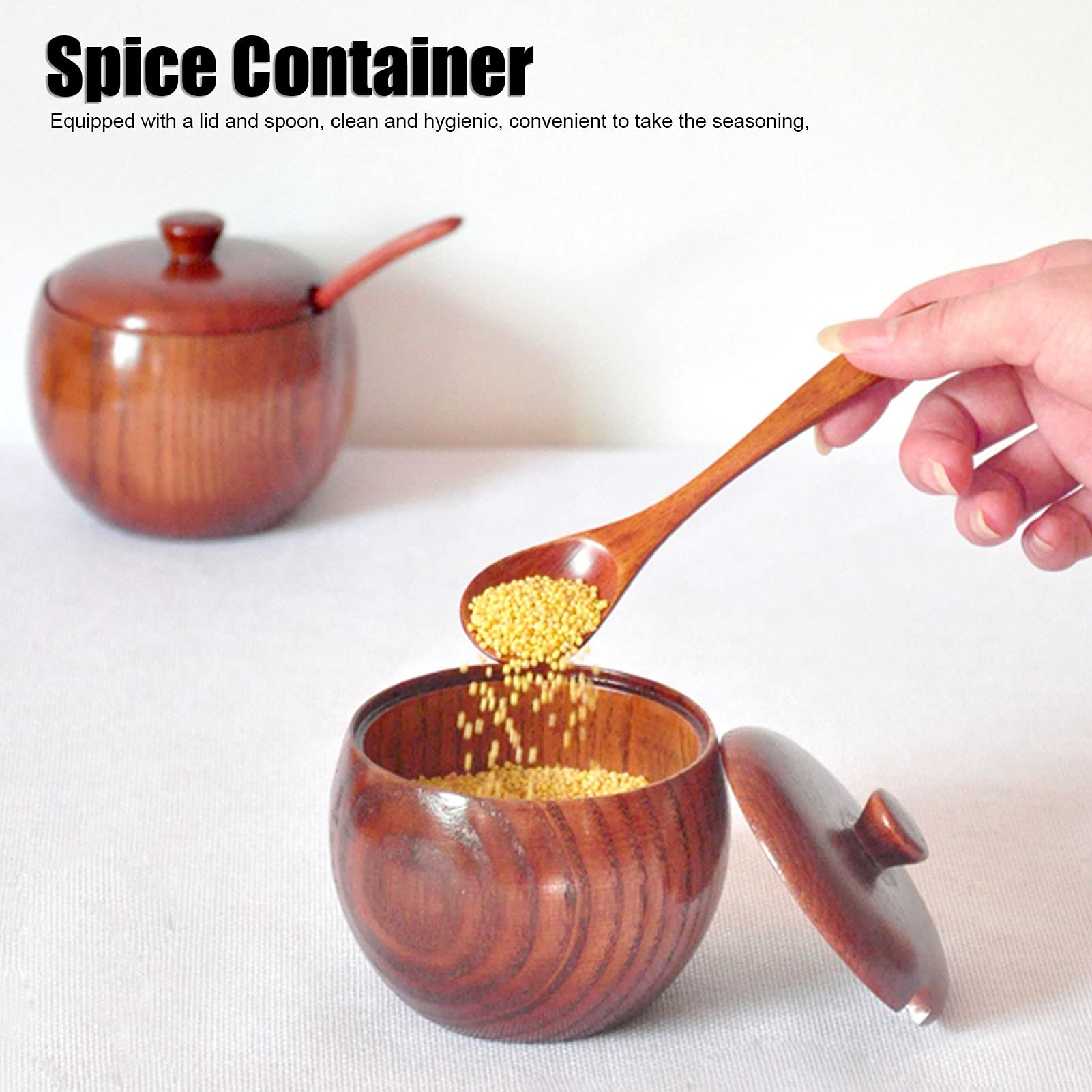 Pot A Sel, Boite The Vrac à Épices En Bois Massif Bol Sucre