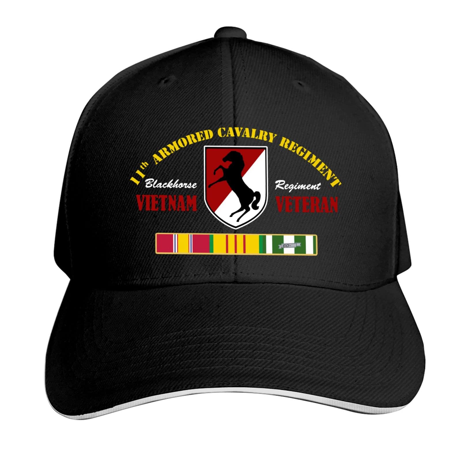 LEILEIflag11th Armored Cavalry Regiment Vietnam Veteran Unisex Baseball Cap Sandwich Cap Plain Dad Cap Black