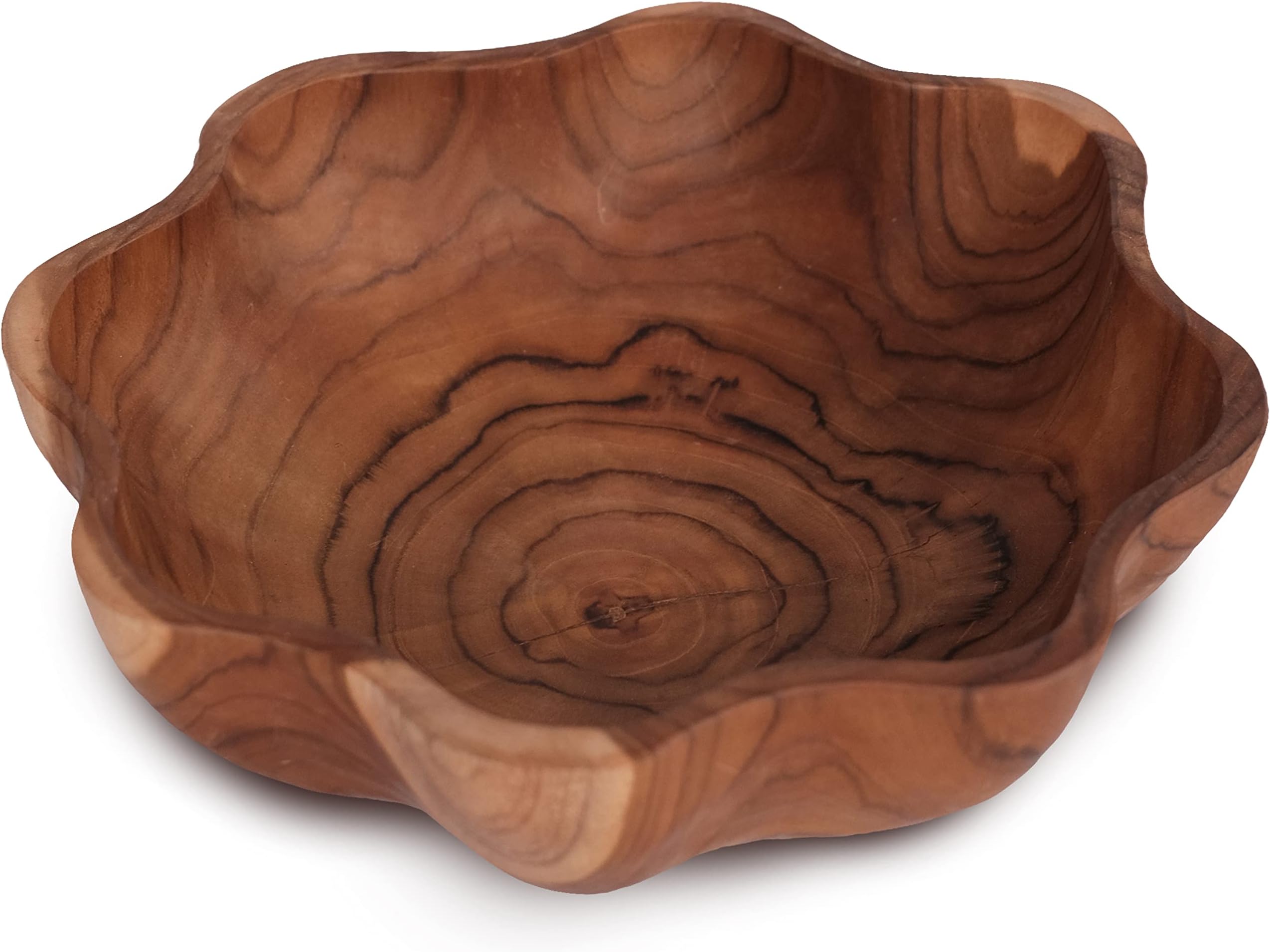 Curawood Teak Root Bowl for Distinctive Decor - Authentic Artisan Handcrafted Wooden Bowls for Food - Wooden Decorative Bowl for Tabletop Display - Serving Wooden Fruit Bowl for Kitchen Counter - 12"