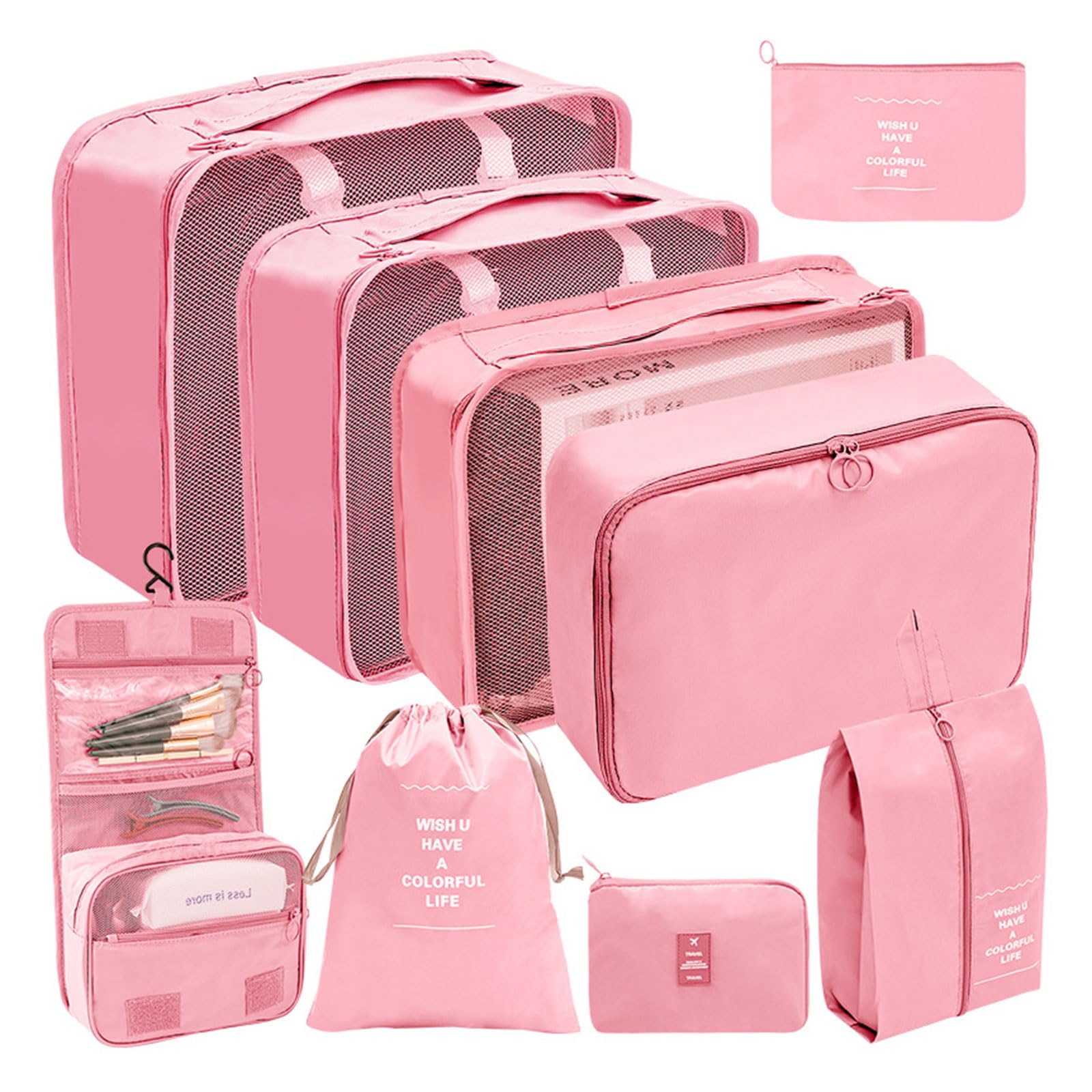 9pcs / set Packing Cubes Travel Organizer for Carry on Suitcases Luggage Clothes Large Storage Waterproof Toiletry Storage Travel Organizer Bag Toiletries
