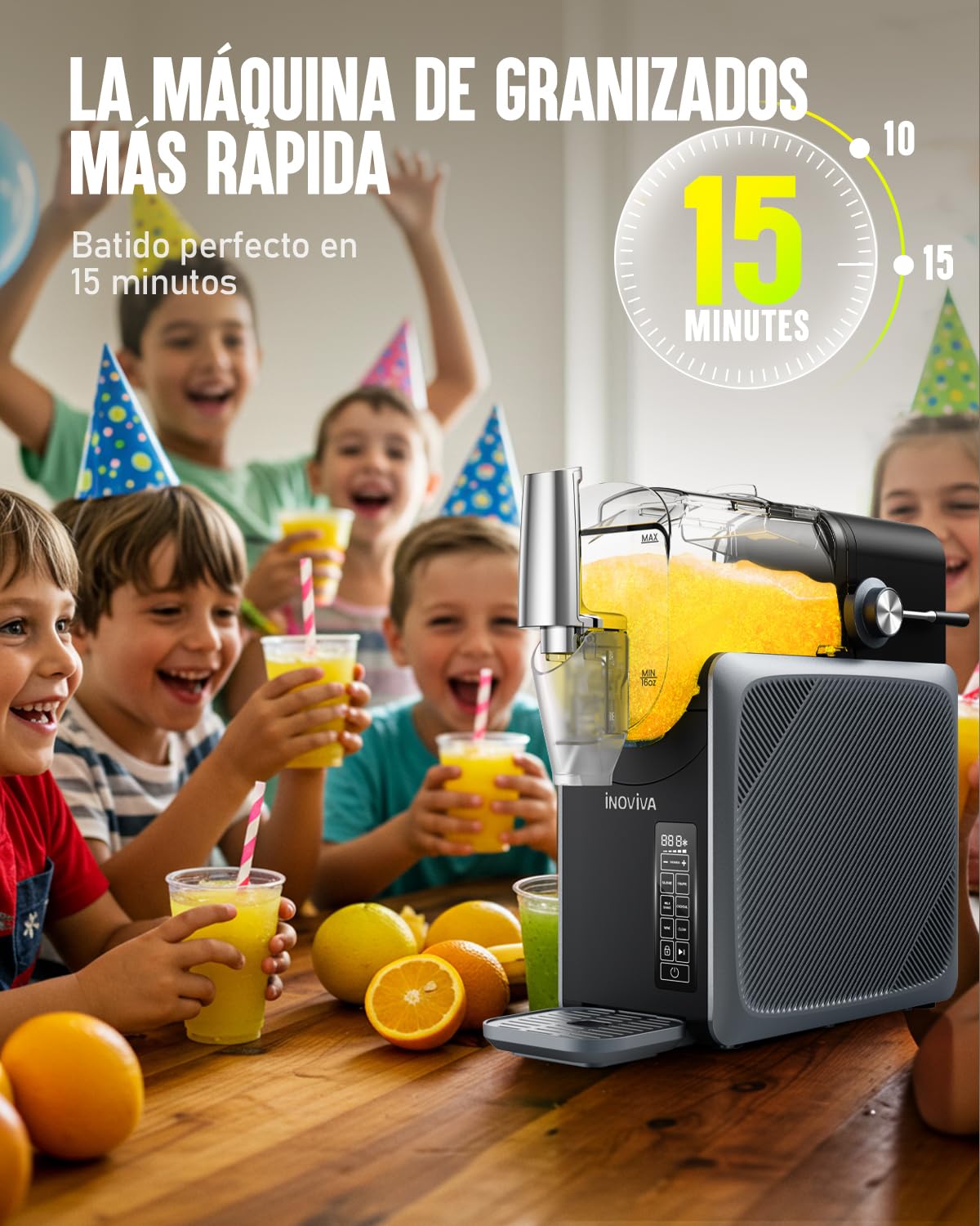 INOVIVA Macchina de Granizados 2,6 L, Slush Machine senza Ghiaccio, Granizadora de Granite a Casa con Autopulizia, 5 Modalità Preimpostate, Granite, Frappè, Frappè e cocktail ghiacciati