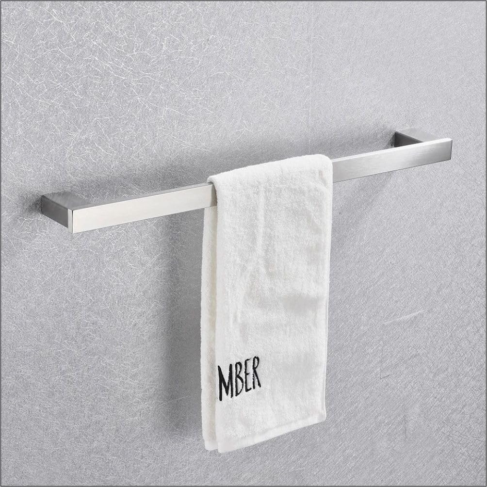Kit de accesorios de baño - 4 piezas en acero circulante 304 - Diseño moderno con fijación invisible - Acero cepillado - 8