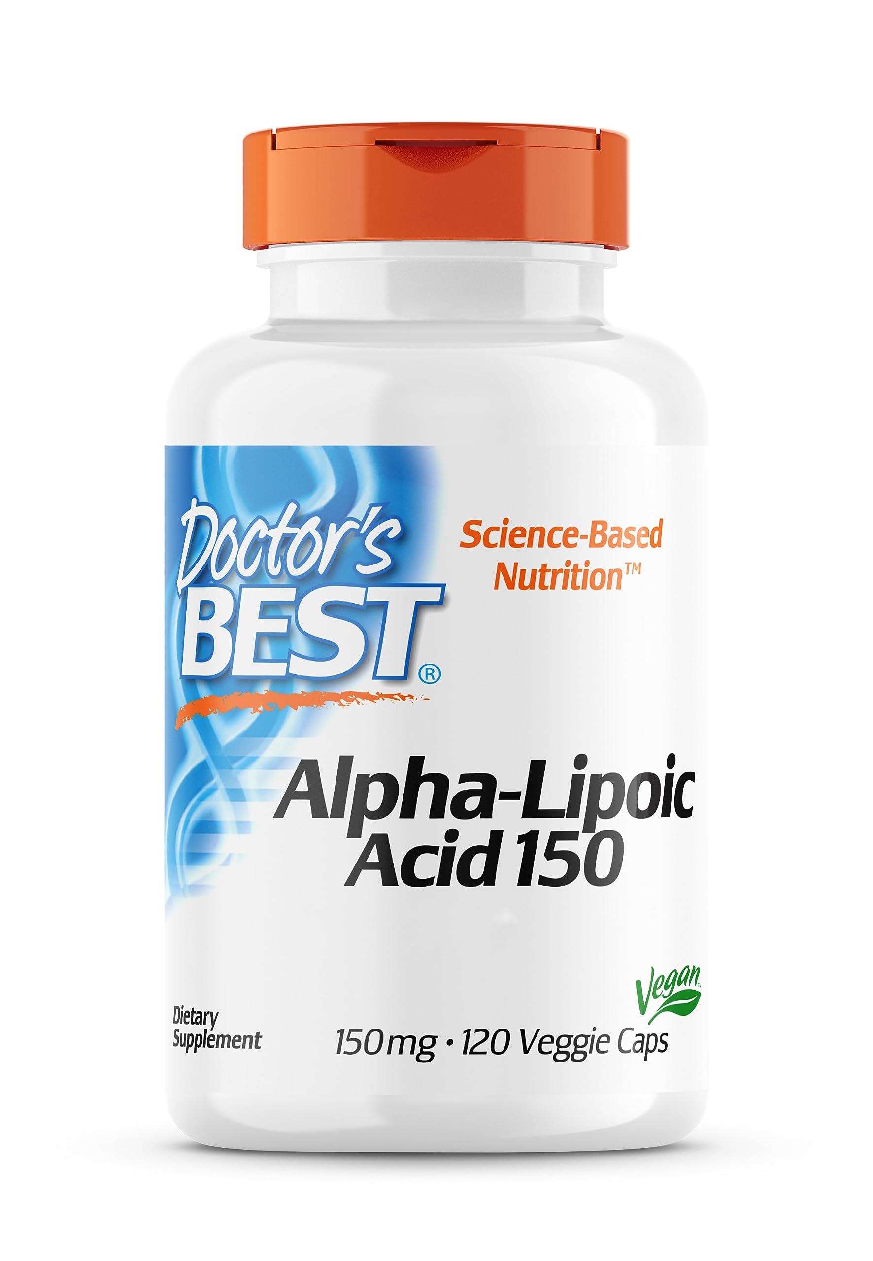 Doctor's Best, Alpha-Lipoic Acid (Alpha-Liponsäure), 150mg, 120 vegane Kapseln, Laborgeprüft, Glutenfrei, Sojafrei, Vegetarisch
