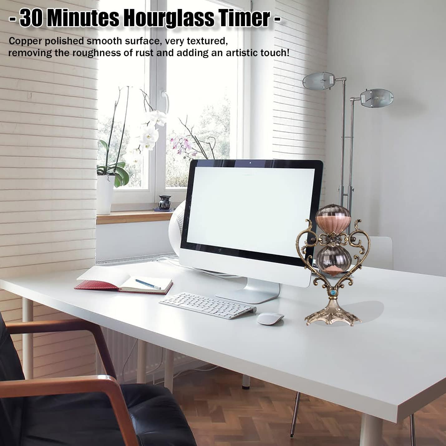 Sanduhr 30 Minuten,Hour Glass,Love Shape Metal Vintage Hourglass,Hourglass Decor,for Home Decoration Office Desk Wedding Party Decor Kitchen Timer (Pink Sand)