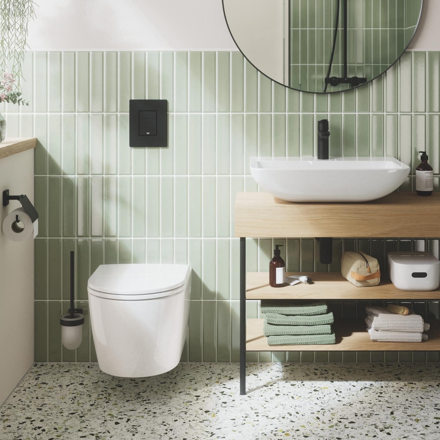GROHE Start Round, Wand WC-Set (für Unterputz-Spülkästen, spülrandlos, mit Soft-Close Deckel, werkzeuglos abnehmbar, inkl. Befestigungsset, Spülmenge 3/5 l), alpinweiß, 103848SH00