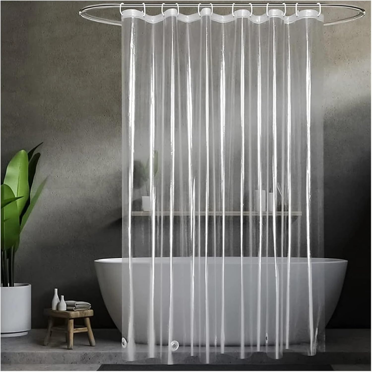 Shower Liner Cloth Waterproof Plastic Shower Curtain with Grommets Transparent Bathroom Liner Thicken Accessories
