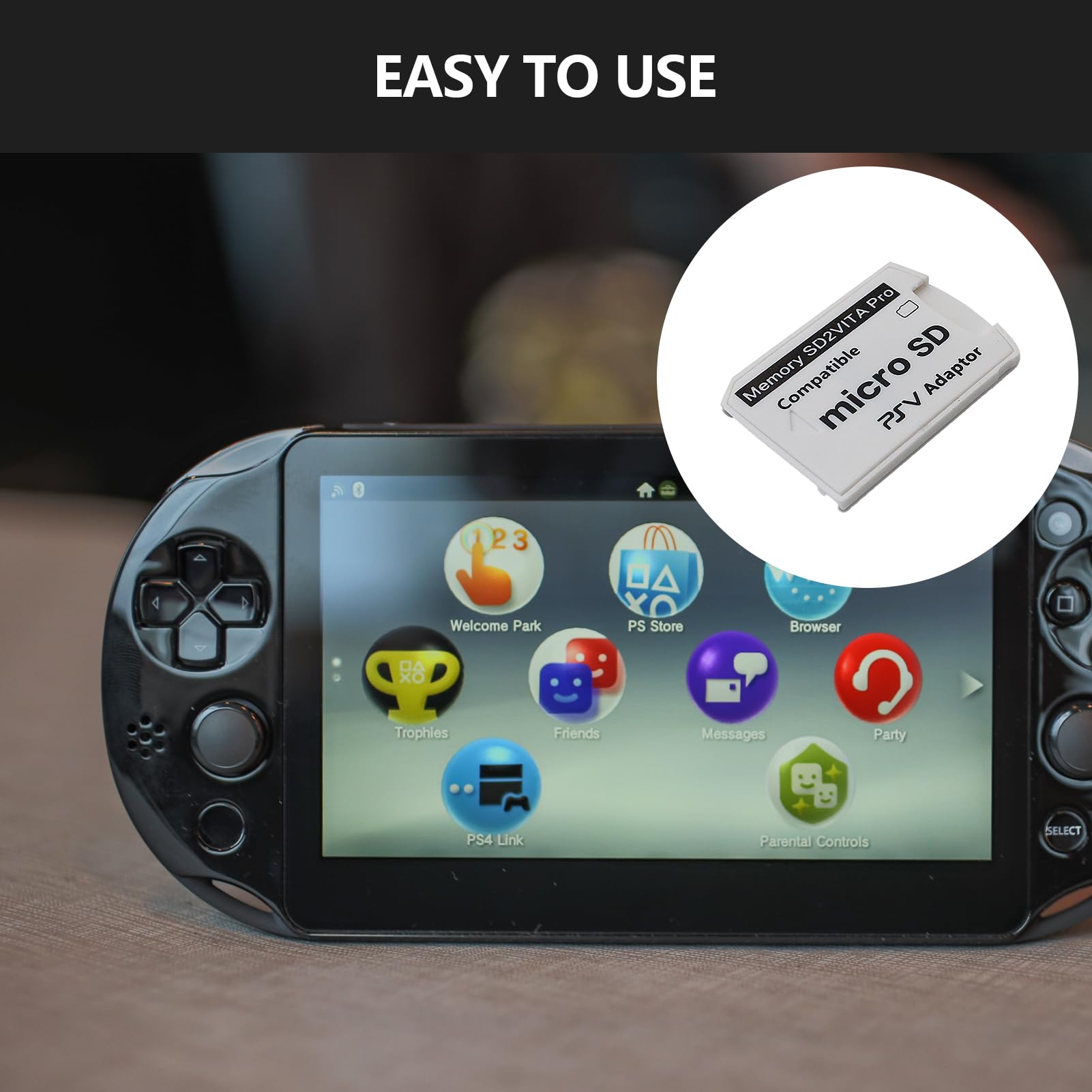 SD2vita, Carte Mémoire PS Vita, Carte Memoire PS Vita, Adaptateur Grosse Carte Mémoire, PS Vita, PSP Vita, PSvita, Convertisseur pour PS Vita 1000 2000, Couverture Complète