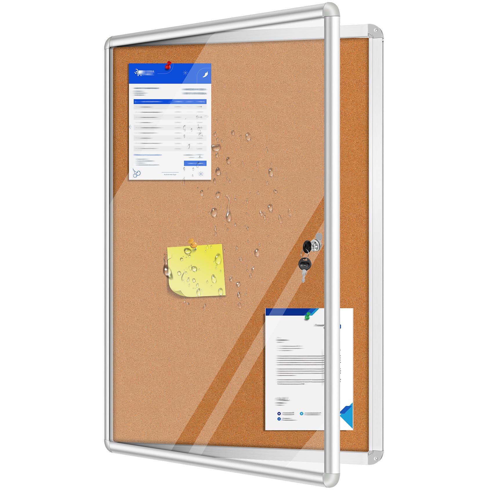 Magula Enclosed Cork Bulletin Board Tamper-Proof Dispaly Case, Aluminium Frame, Shatter Resistant Lockable Bulletin Board, Enclosed Cork Board for School, Office, Commercial, Hospital etc(24"x18")