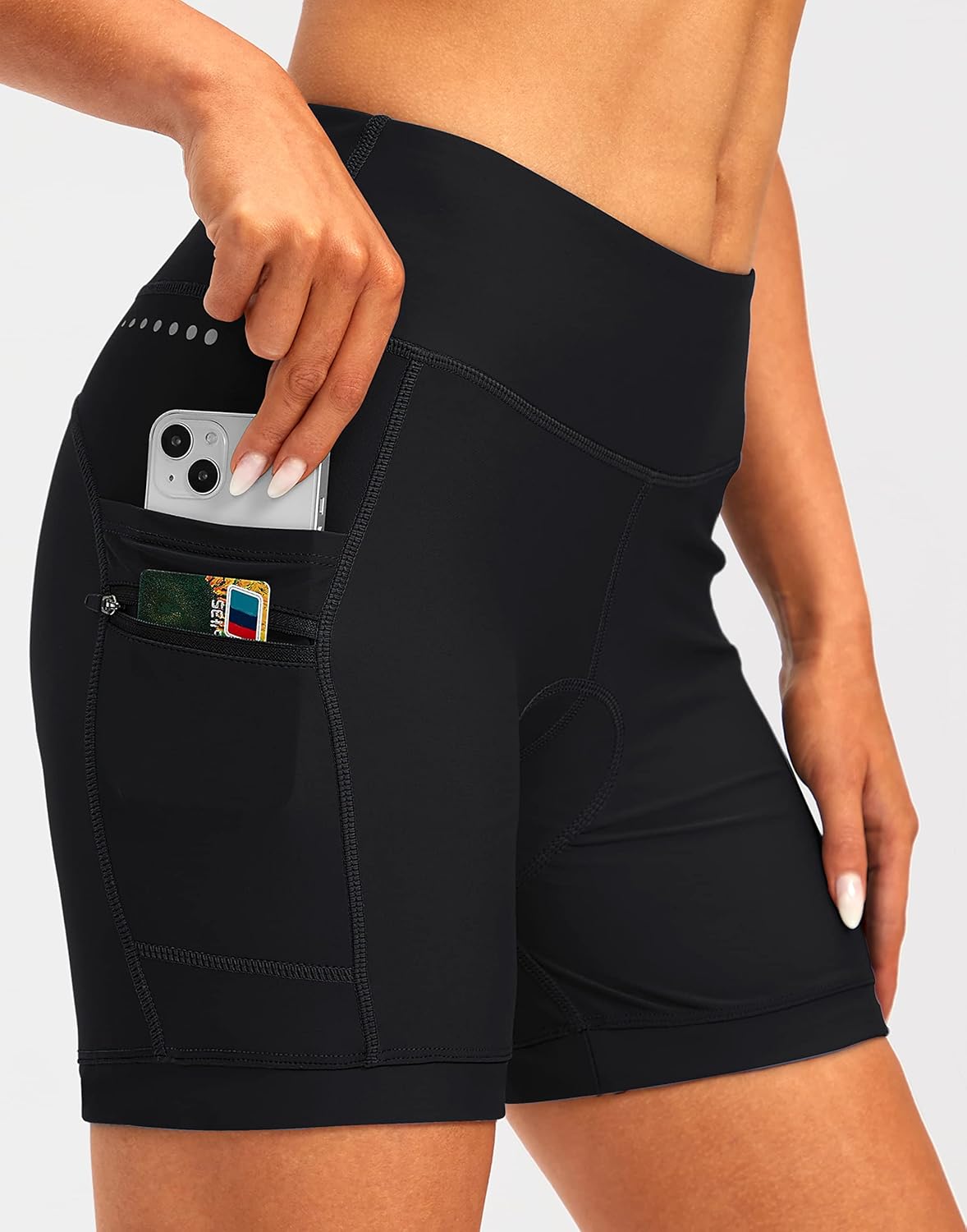 Women's 4D Padded Bike Shorts 5"/7" Riding Underwear Cycling Bicycle Road Biking Cycle Shorts for Women Zipper Pockets - Image 2