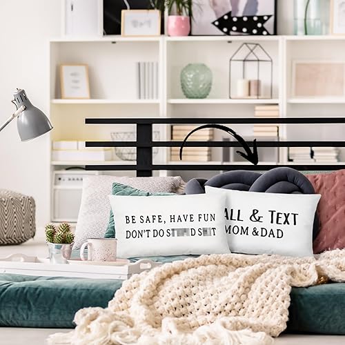 Vista 5 de Mingnei Have Fun Be Safe Don't Do - Fundas de almohada decorativas reversibles para dormitorio universitario, texto divertido para mamá, papá