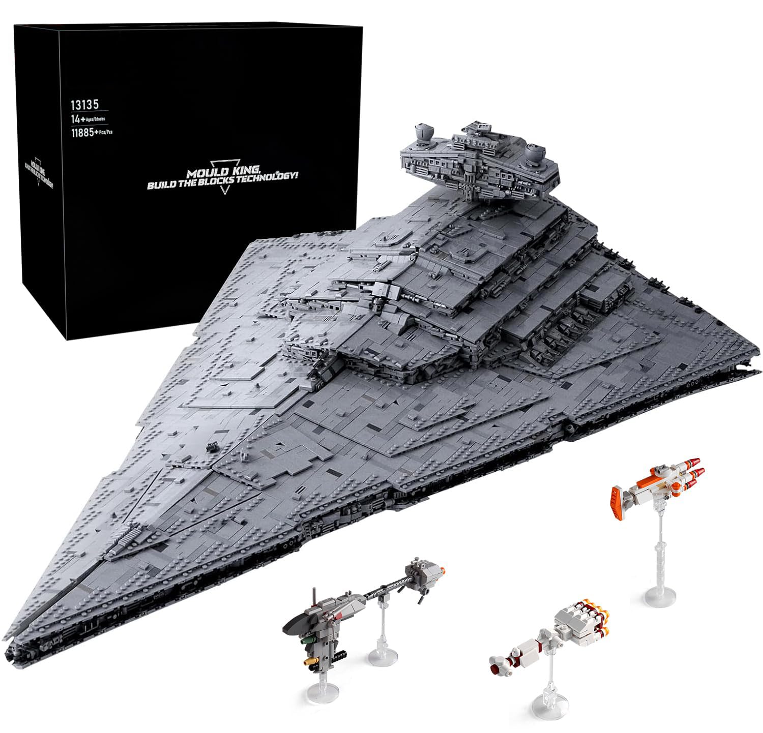 13135 Imperial Sternenzerstörer Spielzeug mit 3 Mini-Raumschiffen,11885 Klemmbausteine Technik Sternenzerstörer, Sammlerstück für Erwachsene,kompatibel mit UCS Super Star Destroyer
