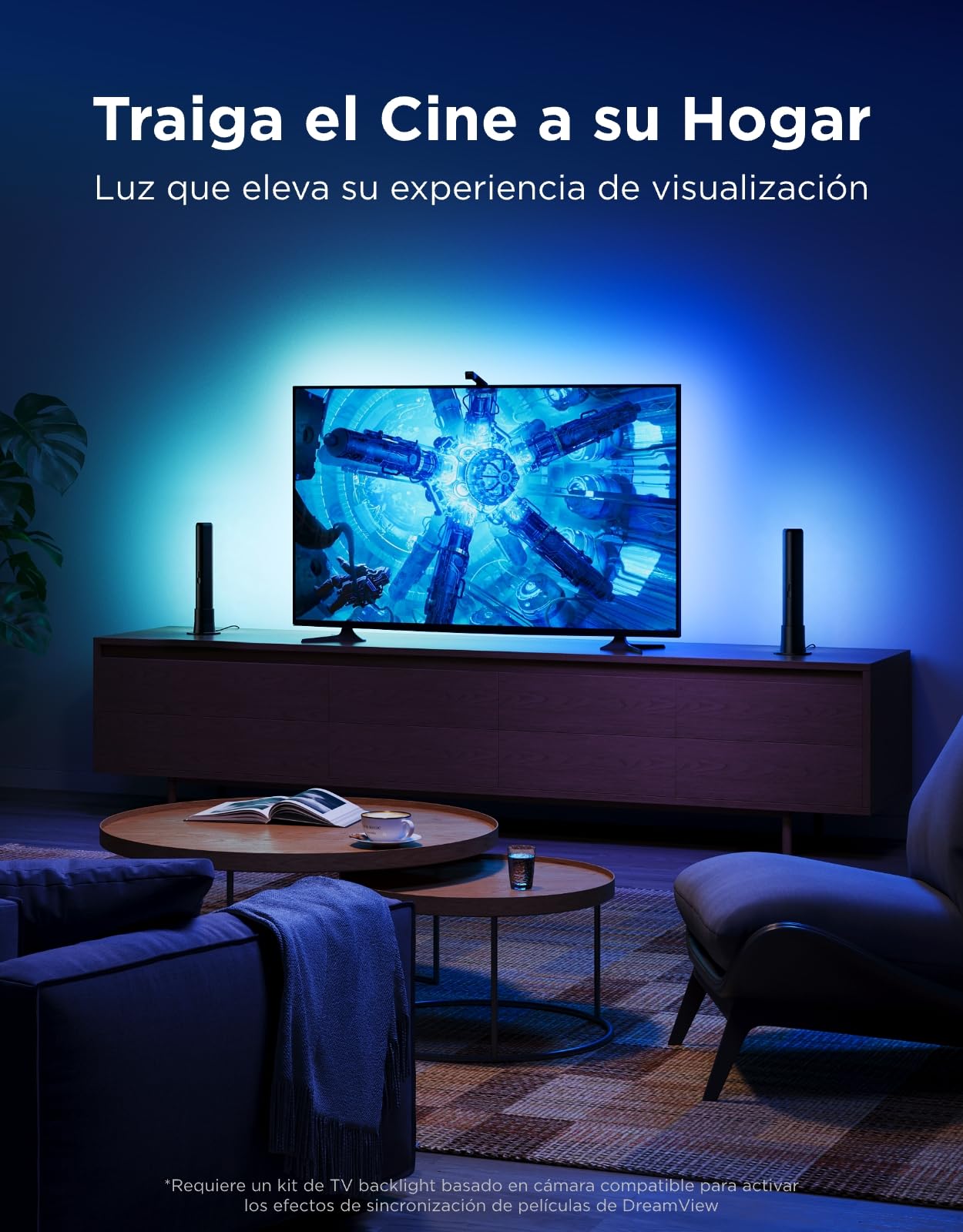 Govee Barras de luz LED Inteligentes, Compatible con Alexa, Matter, Negro | Retroiluminación RGBICWW para TV, Ambiente, Juegos con 64 Modos de Escena, Sincronización de Música, 3 Instalación