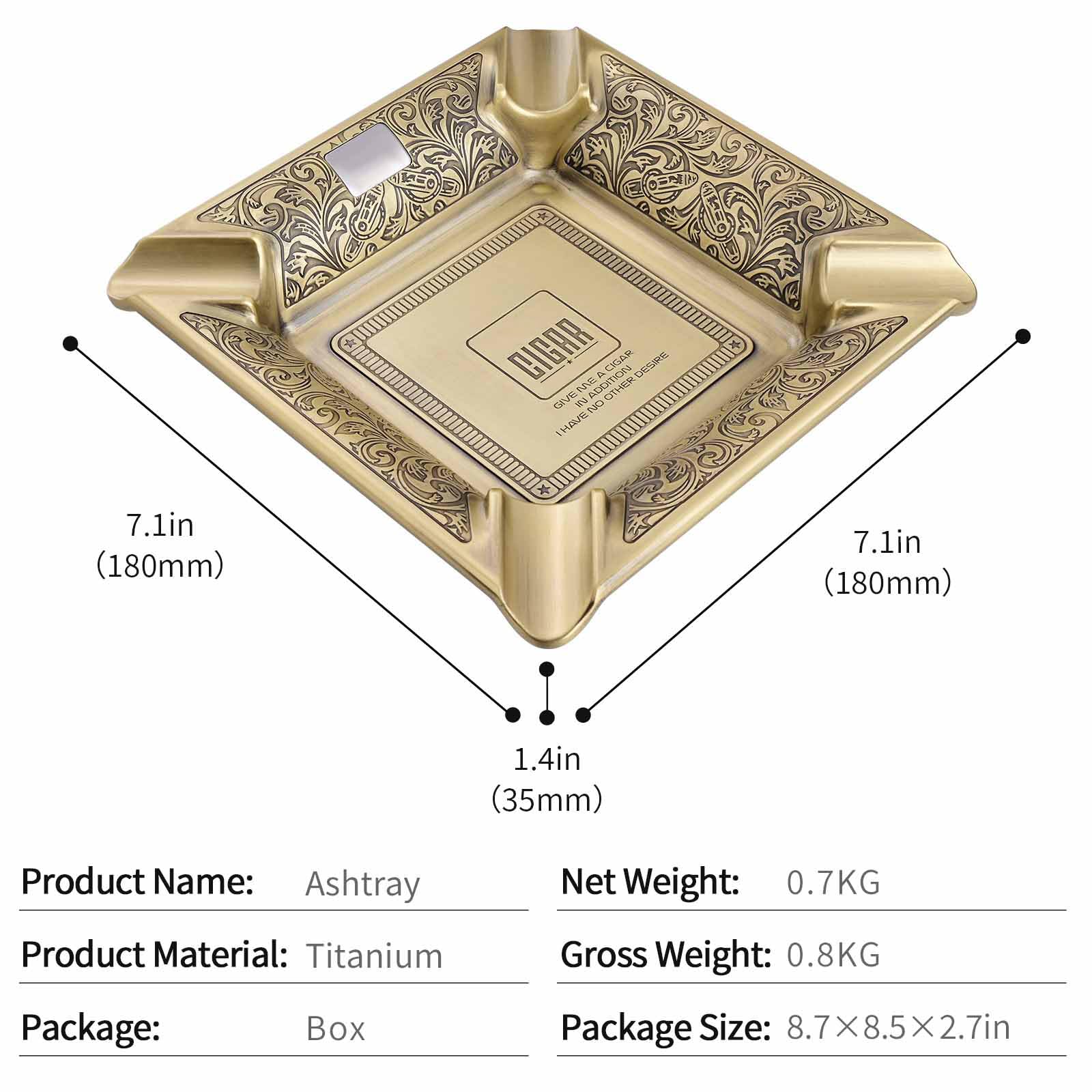 Amazon.co.jp: Hancigar 葉巻灰皿 4スロット 金属製 大型 シガレット