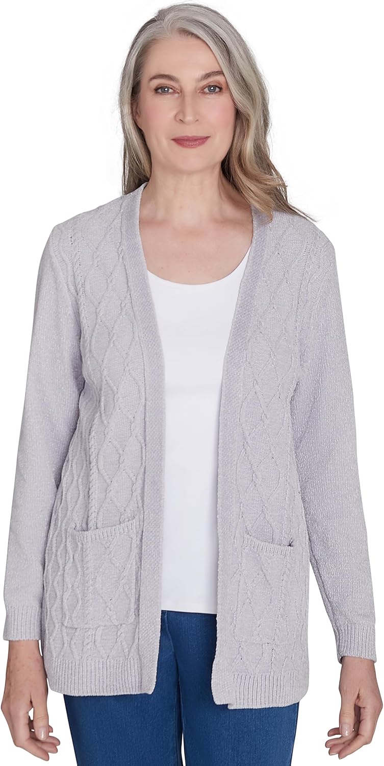 Alfred Dunner Women's Classics Chenille Cardigan with Pockets - Image 2