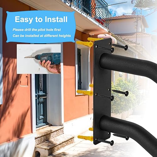 Miniatura 3 de Paquete de 2 pasamanos para escalones al aire libre para escaleras de 1 a 2 escalones, barandillas de montaje en pared, pasamanos en forma de U,