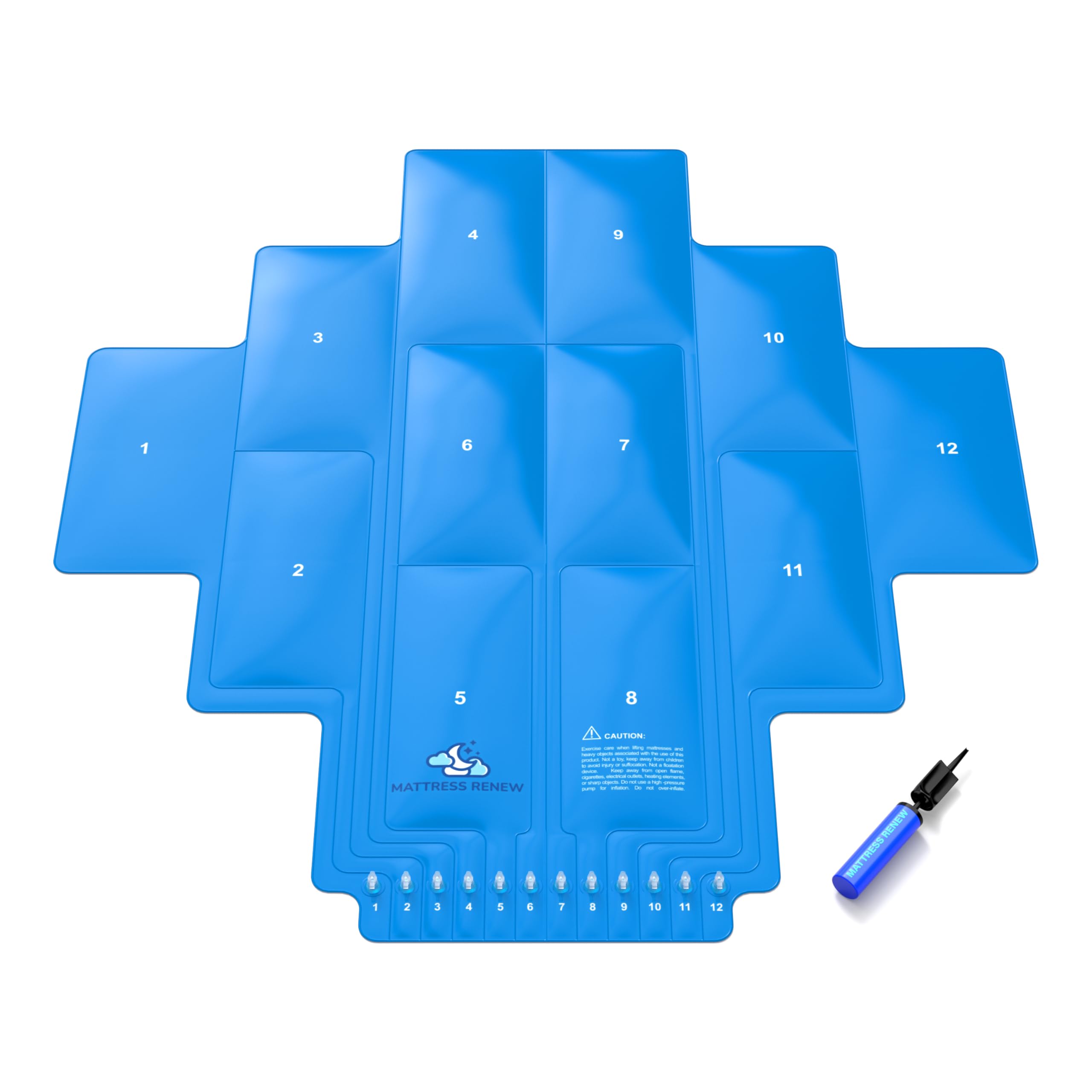 Sagging Mattress Support -12 Zone Customizable Air Support System - One Size Fits All Solution - Inflate the Sections Needed for Targeted Support & Fold Under the Uninflated Cells for Twin & Full Size