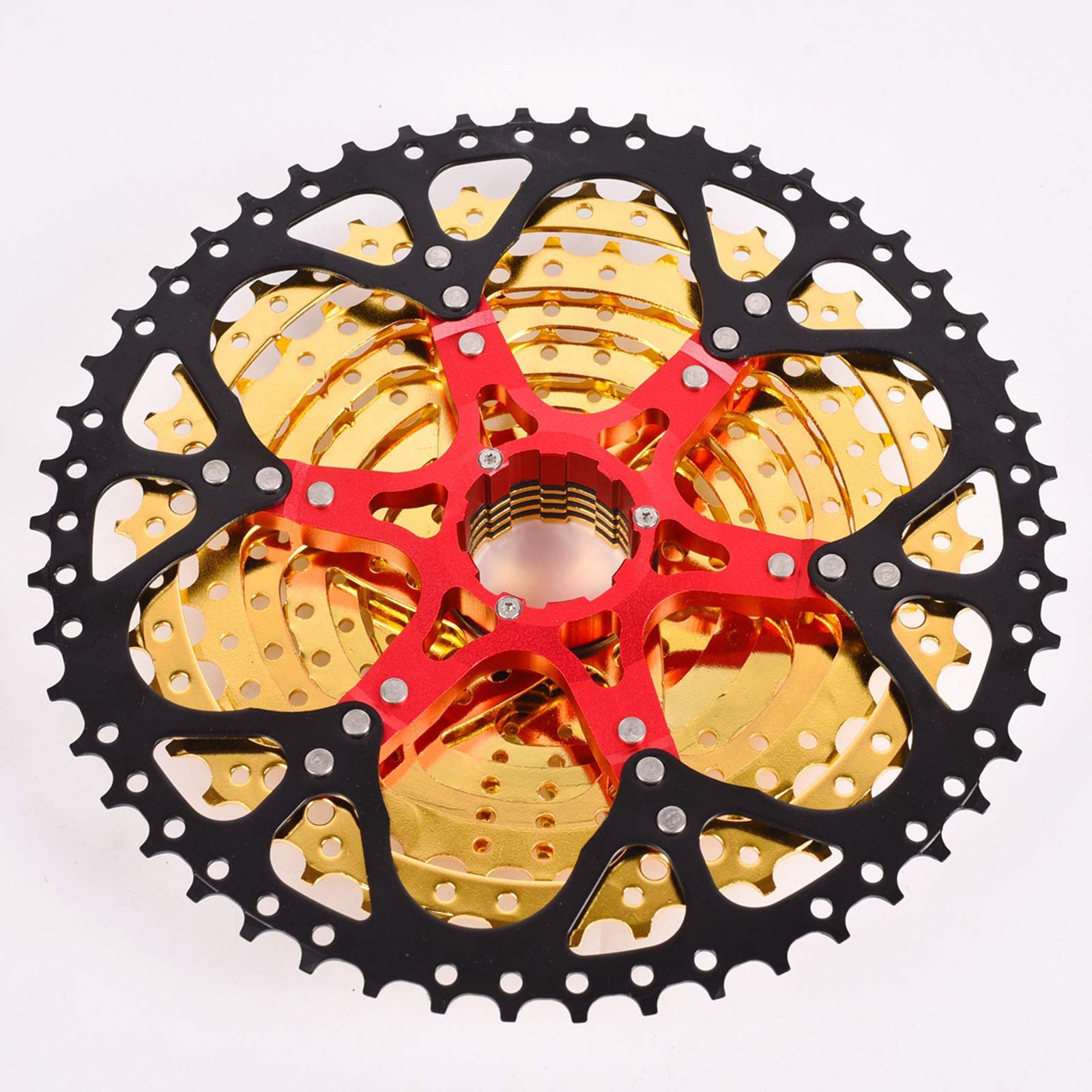 Cassetta per Bicicletta in Oro, 10 velocità 11-42T / 11-50T per pignone per Cassetta per Bicicletta Accessorio di Ricambio per Mountain Bike a Ruota Cava,