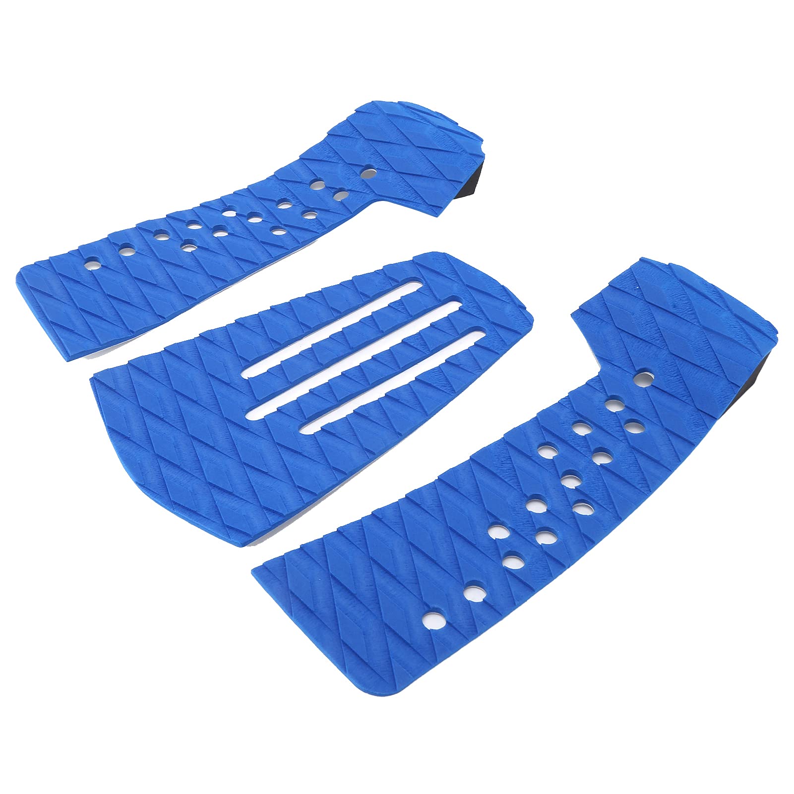 3 Pcs Surfboard Traction Pad, AntiSkid EVA Surf Deck Mat, MoistureProof Rhombus Pattern Grip for Skimboard, Kiteboard and Shortboard, Enhanced Shock Absorption and Durability (Azul)