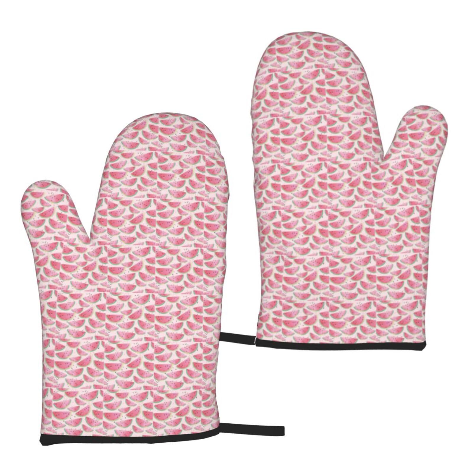 Watermelon Fresh Fruit Print Universal Fit Comfort Gloves Protection Heat Resistant Oven Kitchen Baking Grilling