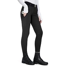 FitsT4 Sports Girls Winter Riding Breeches Kids Fleece Horse Riding Pants Knee-Patch Equestrian Schooling Tights Pockets