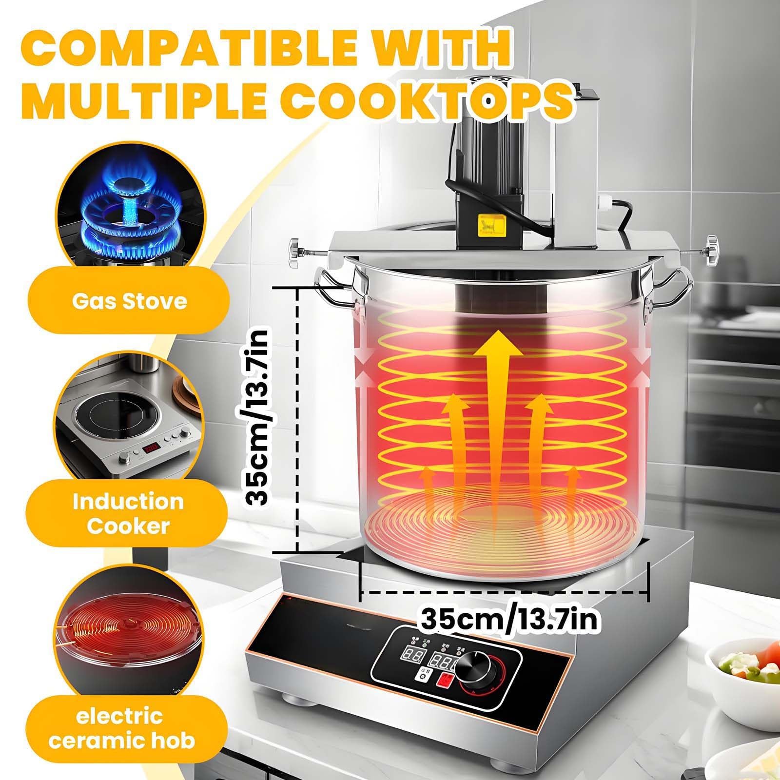 Frullatore Elettrico per marmellate, Salse e zuppe - velocità Regolabile, Miscelatore Automatico, per Una Preparazione efficiente di marmellate e condimenti 15L
