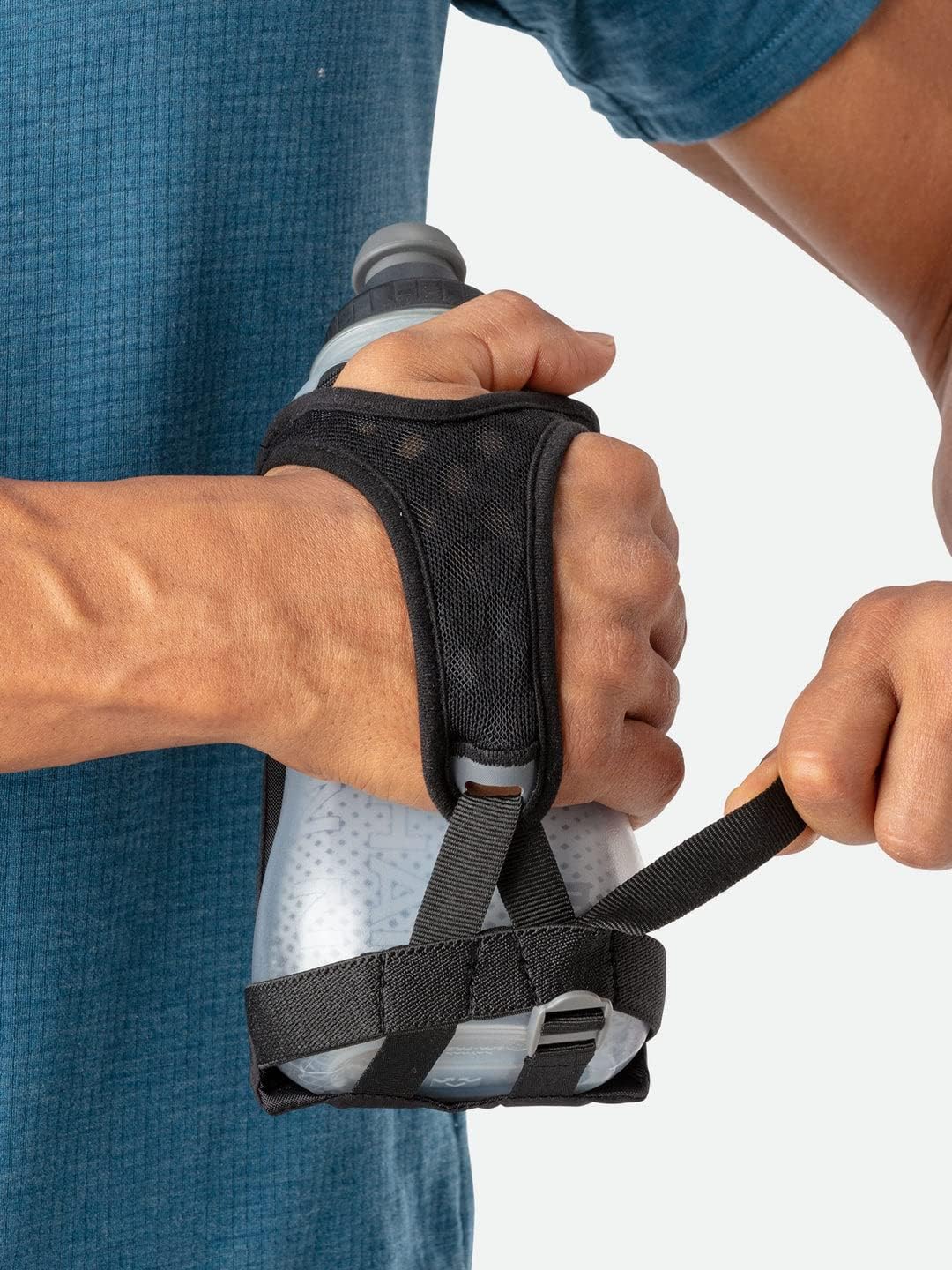 Nathan Running Handheld Quick Squeeze Water Bottle. No-Grip Adjustable Hand Strap. 12oz / 18oz / Insulated. Reflective Hydration Water Bottle.