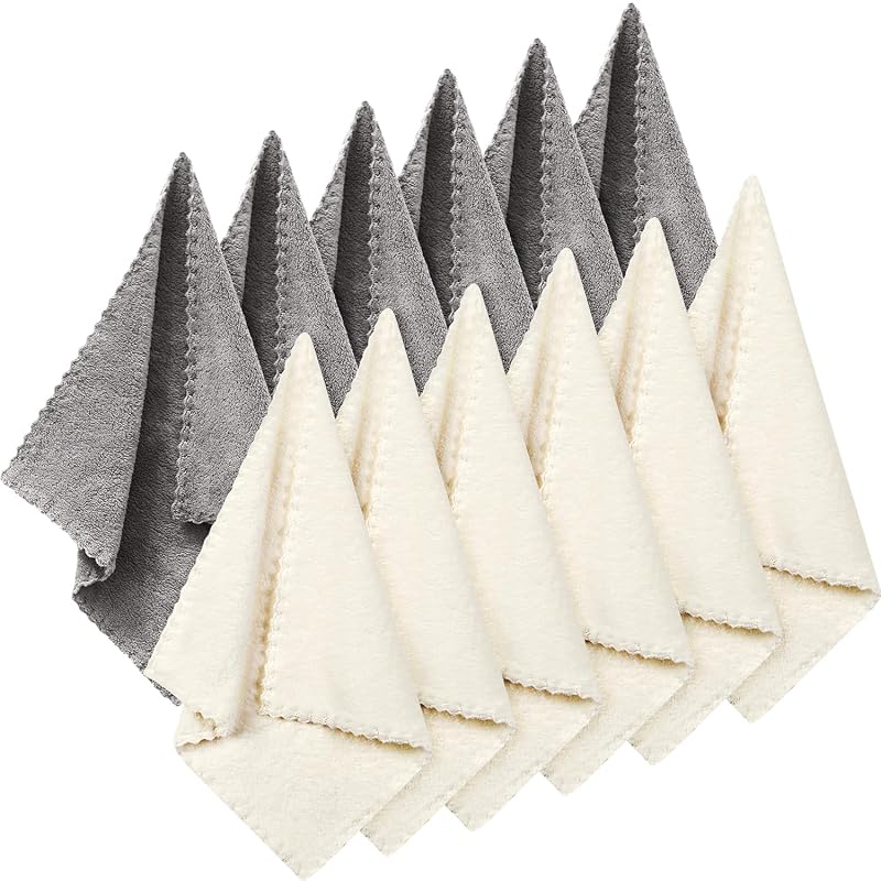 Syhood Panos de Rosto em Microfibra, Bege e Cinza, 12 x 12 cm, Pacote com 12