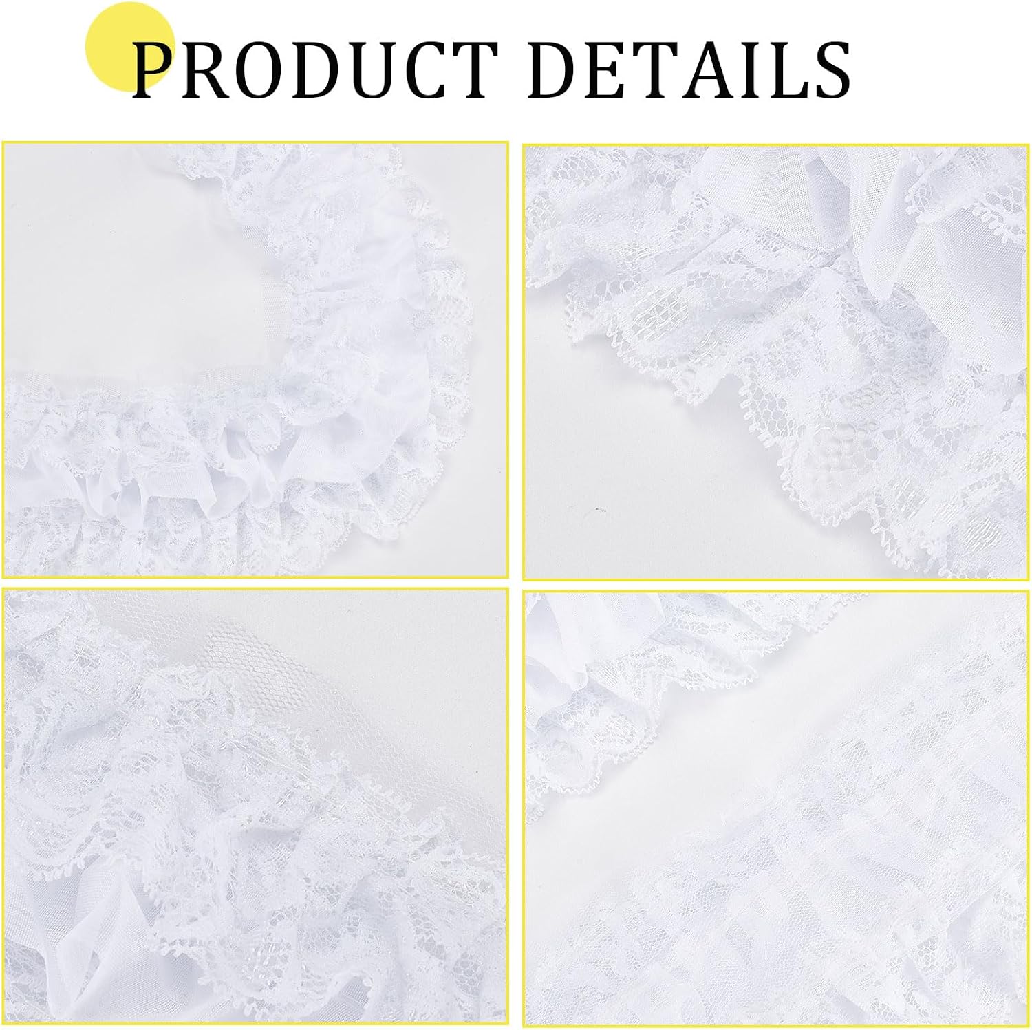 GORGECRAFT White 3-Layer Pleated Chiffon Lace Trim 4 Inch Width Ruffled Satin Organza Lace Fabric Frills Wide Mesh Tulle Woven Ruffle Fringe for Sewing Clothing Curtain Wedding Decor Dress Crafts DIY