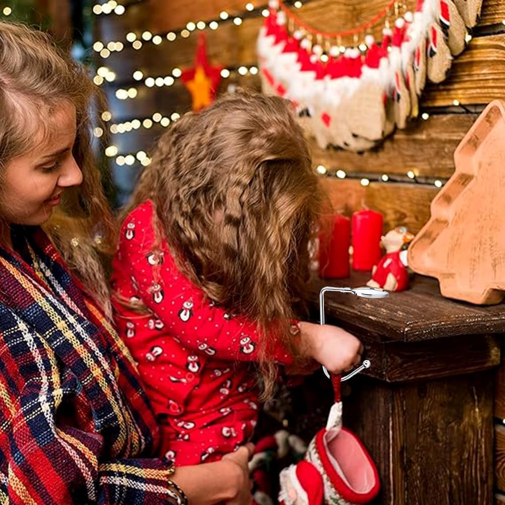6 Pezzi Portacalze di Natale per Camino, Supporti per Calza Natale Mantello Antiscivolo Robusti Ganci per Calza Mensola per la Decorazione della Casa Vacanze di Natale