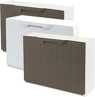Pack de 3 zapateros color marron y zapatero en color blanco de polipropileno ACABADO RATTAN