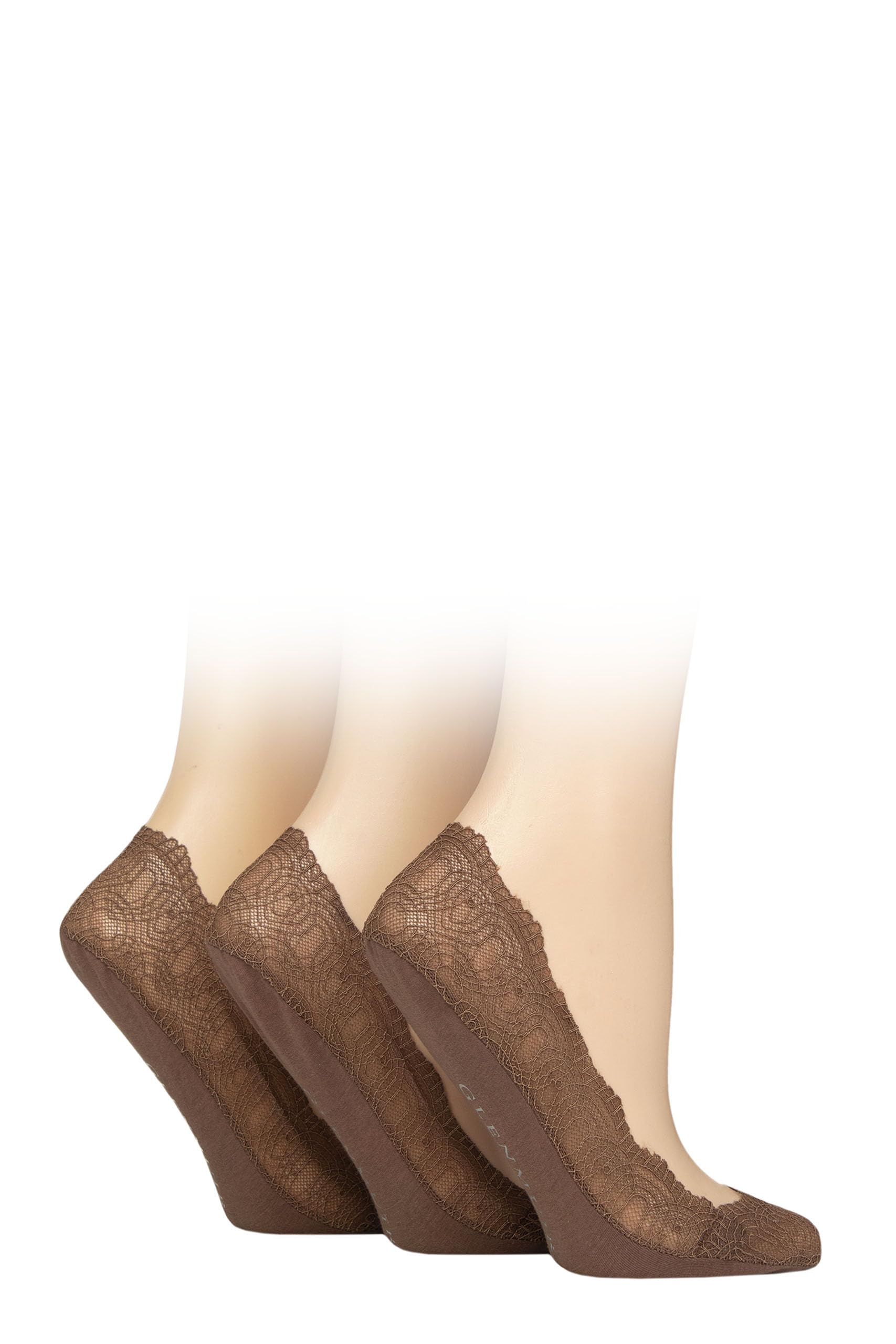 Glenmuir Women's Nude 3 ’S Lace Shoe Liner Socks – 3 Pair Lightweight Breathable No Show Trainer Socks, Soft Invisible Everyday Comfort Footwear – Uk 4-8