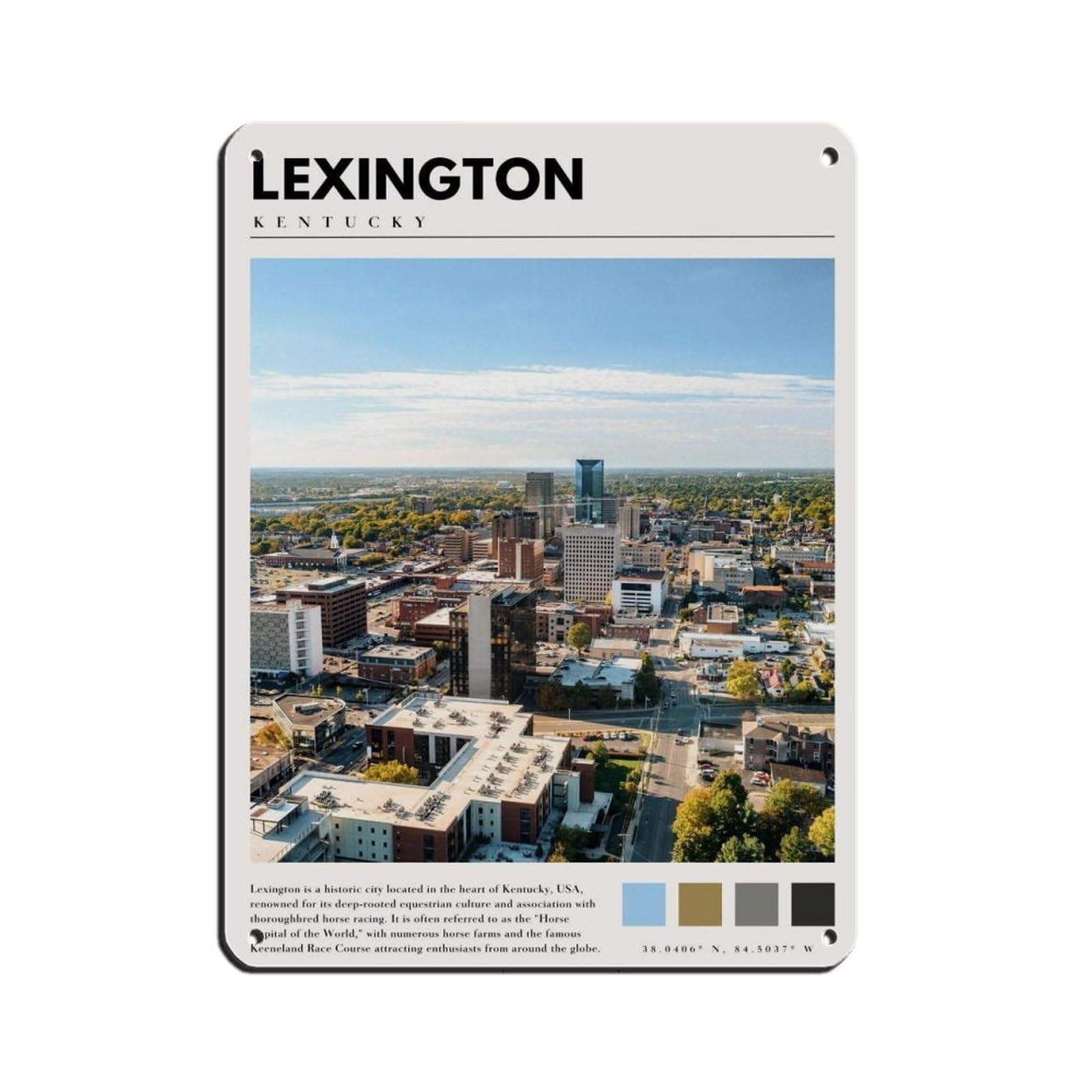 Lexington Kentucky Poster Kentucky Art Retro Poster Metal Tin Sign Chic Art Retro Iron Painting Bar People Cave Cafe Family Garage Poster Wall Decoration 12x16inch(30x40cm)