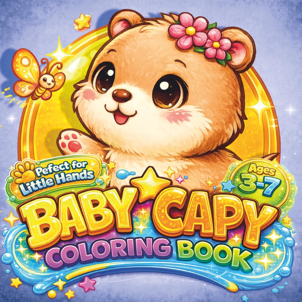 Baby Capy Coloring Book: 50 Cute Baby Capybara Coloring Pages for Kids Ages 3–7 (Cute Baby Coloring Adventures)
