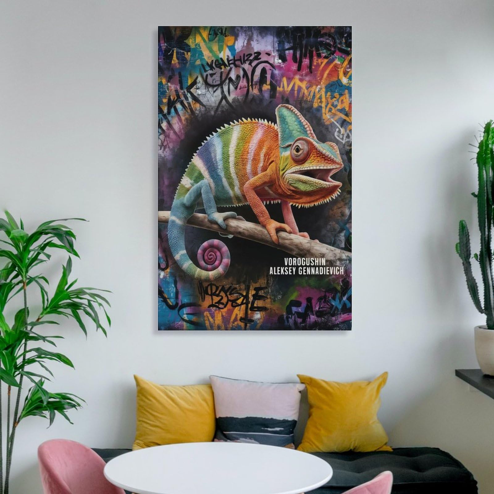 カメレオン アートパネル 絵画 インテリア 雑貨 壁掛け Amazon.co.jp: ストリート・アート・スタイル・カメレオン 絵画