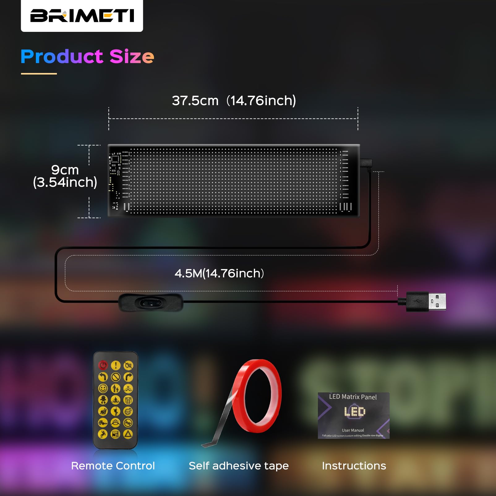 Insegna Luminosa LED Pannello LED Programmabile 37.5x9cm USB 5V Schermo Flessibile Scorrimento Matrice con Bluetooth APP Controllo Display per Auto Bar Negozio Festa Decorazione