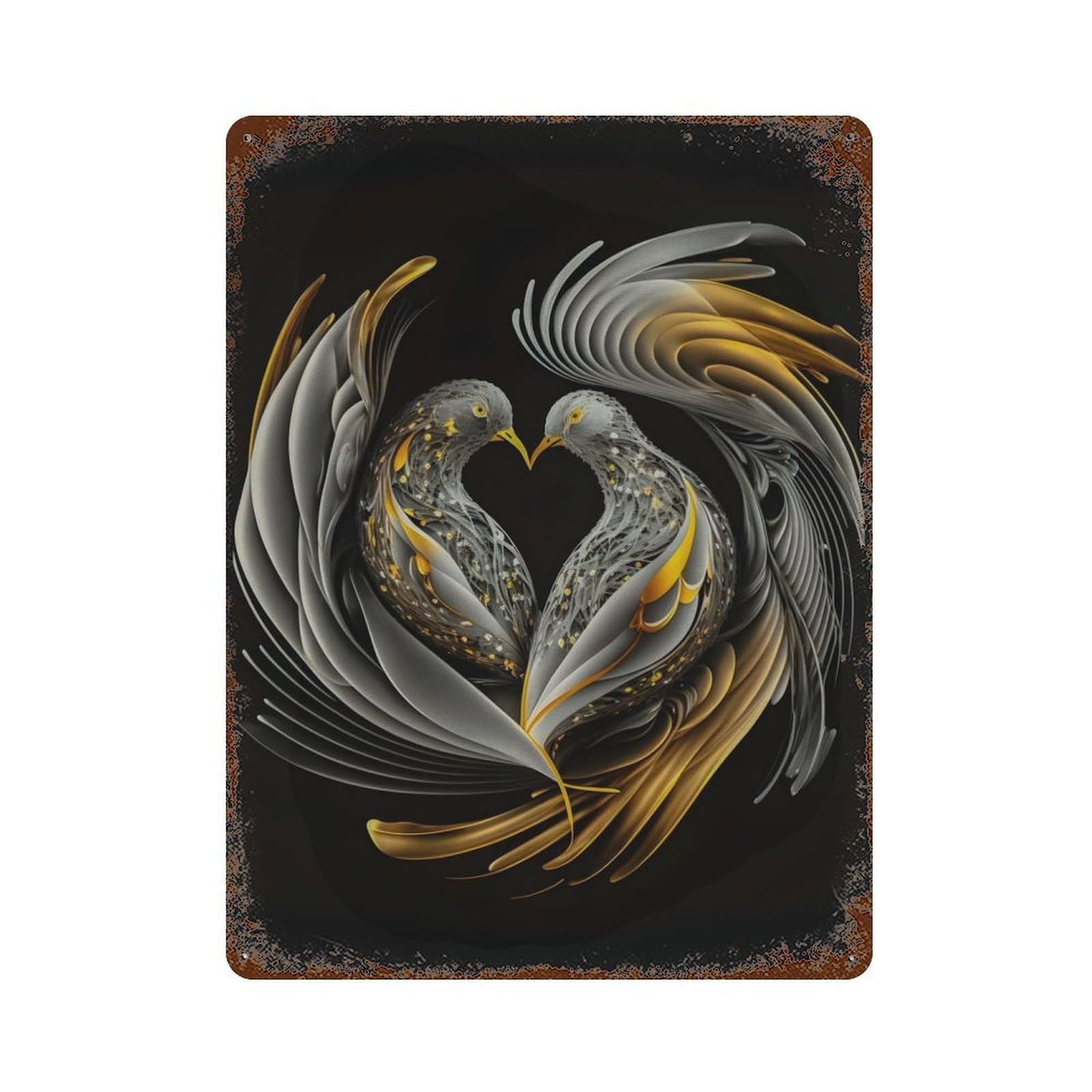 Rock Dove Birds Loving Rust Effect Tin Sign 15.7"x11.8", Novelty Wall Decor for Garage, Pub Or Kitchen