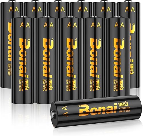 BONAI Paquete de 12 baterías de litio AA  3500mAh 1.5V Ultra duradera, 10 años de vida útil, a prueba de fugas y rango de funcionamiento de -40 F a