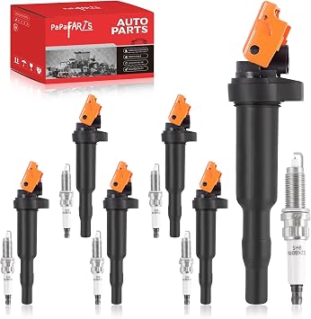 PAPAPARTS Set of 6 Ignition Coil Pack UF592 and Iridium Platinum Spark Plug Compatible with BMW E82 E88 E90 E91 E92 E93 128i 325i 328i 330i C1638, 0221504470, 12137594937