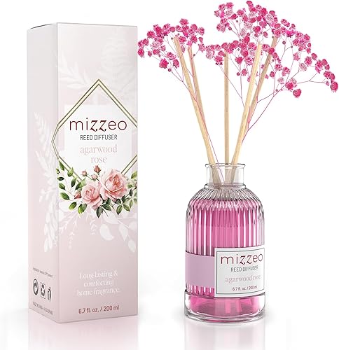 Miniatura 12 de MIZZEO Juego de difusor de junco, 6.76 onzas líquidas, altamente perfumado, difusor de aceite esencial para el hogar, difusor de flores de junco,