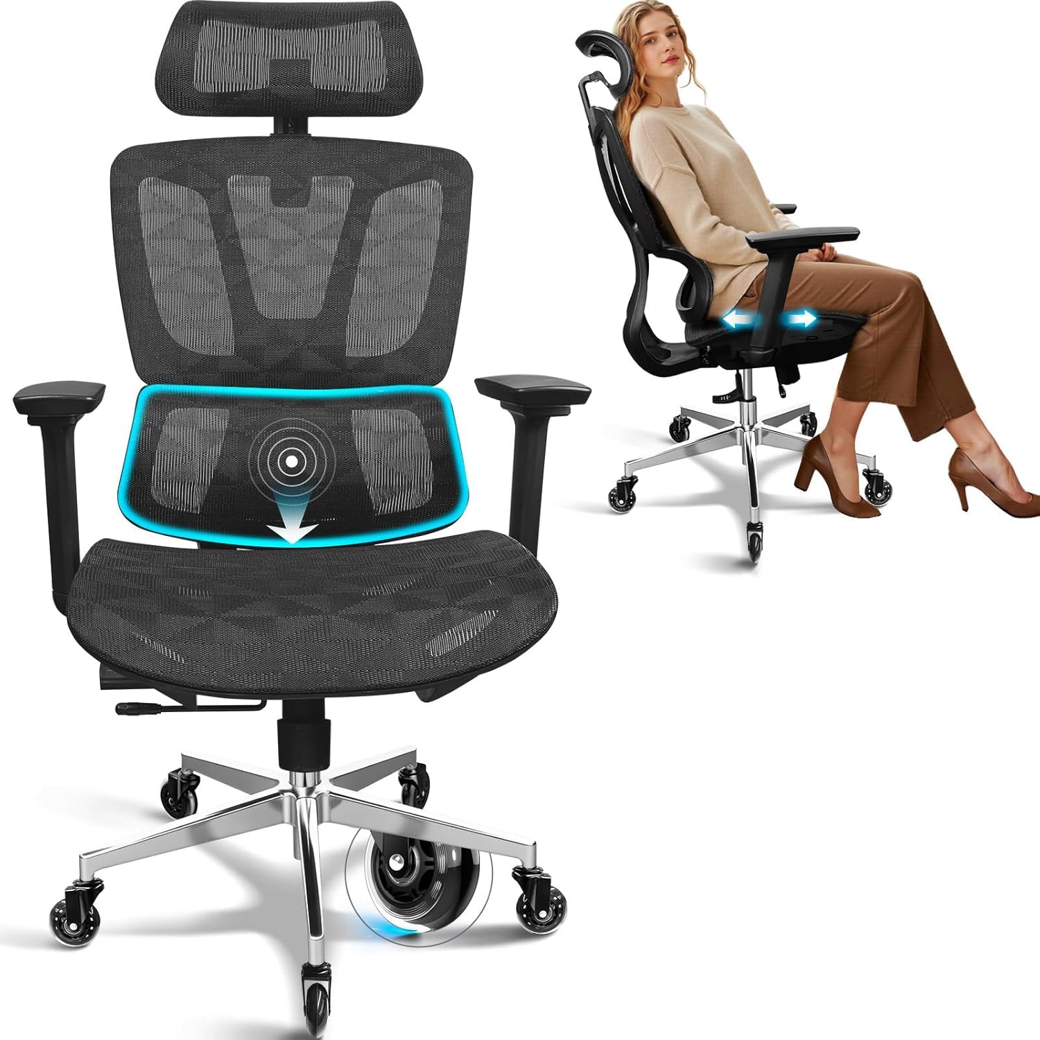 MELOKEA Ergonomic Office Chair – High Back Adaptive Support