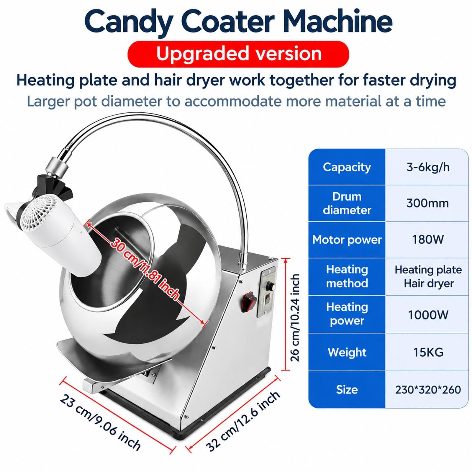 Machine de revêtement automatique de bonbons 180W