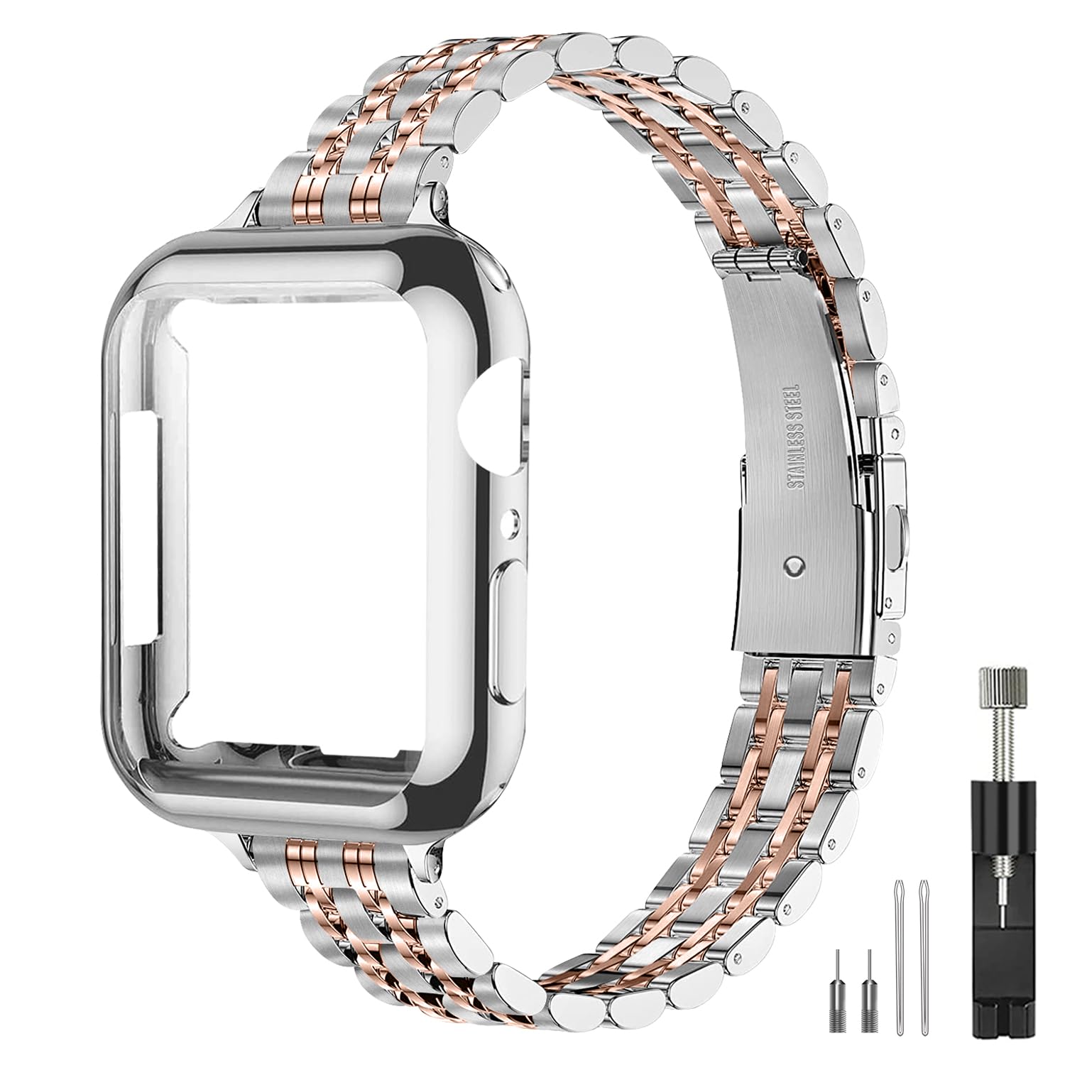 QUNDAXI Slim Watch Band Compatible with Apple Watch 41mm 45mm 42mm 44mm 40mm 38mm Metal Stainless Steel Watchband Suitable for iWatch 11/10/9/8/7/6/5/4/3/2/1/SE Series Women Luxury Strap — view 9