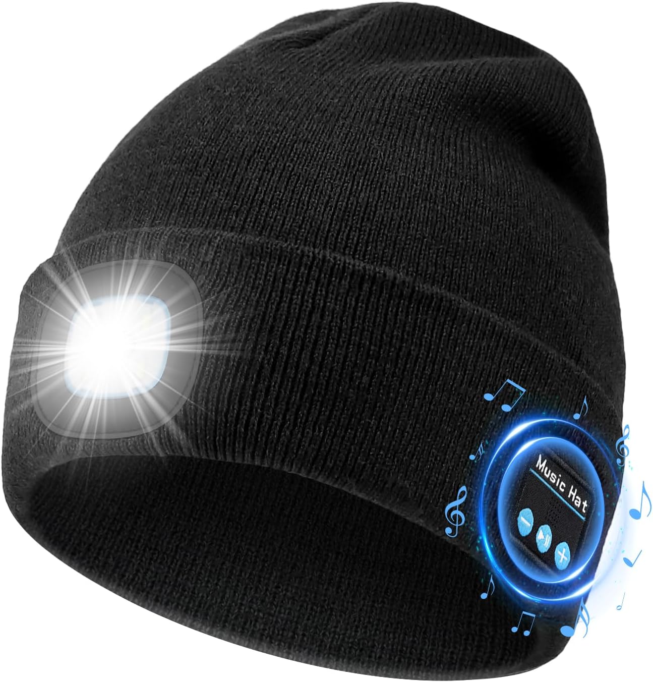 MUSIC LED Beanie Hat with Bluetooth, Rechargeable Hat with 3-Mode Headlamp & Hands-Free Calling,Warm Knit Cap for Men and Women, Ideal for Outdoor Night Activities MUSIC LED Beanie Hat with Bluetooth, Rechargeable Hat with 3-Mode Headlamp & Hands-Free Calling,Warm Knit Cap for Men and Women, Ideal for Outdoor Night Activities